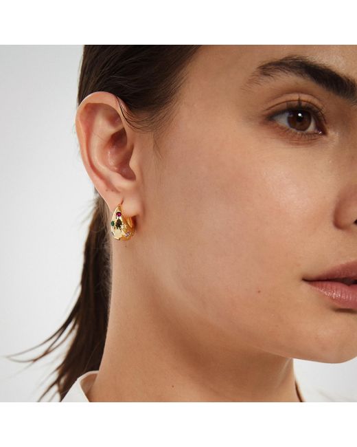 Miss Cecilia Metallic Sapphire Dome Hoop Earrings