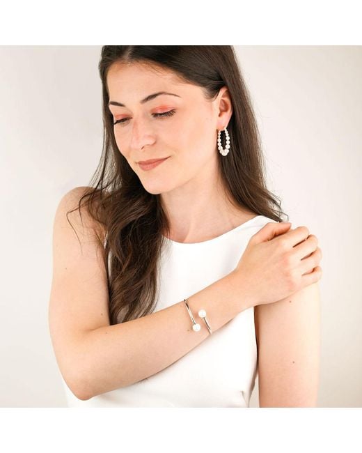 Oana Savu Metallic Bridal And Pearls Oval Wedding Earrings