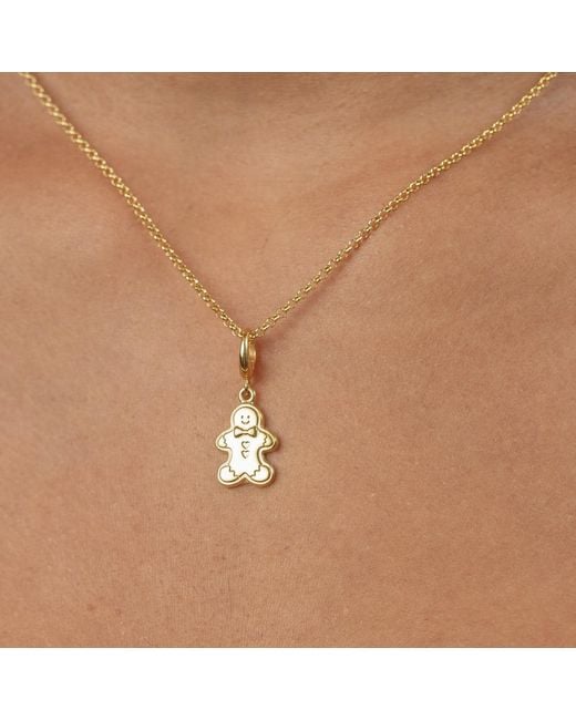 Lily Charmed Metallic Plated Gingerbread Biscuit Charm Necklace