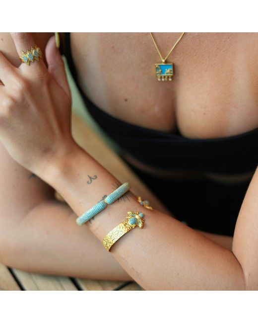 Ebru Jewelry Metallic Mystic Design & Honey Bee Cuff Bracelet