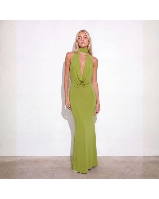 Alia Studio Green Frisson Maxi Mesh Dress