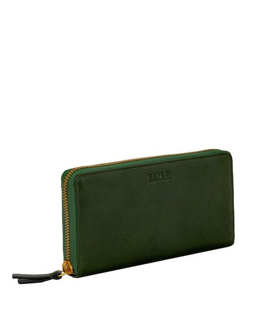Time Resistance Green Leather Continental Wallet