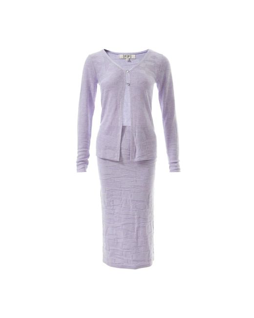 Fully Fashioning Purple Vicky Geometric Jacquard Knit Skirt