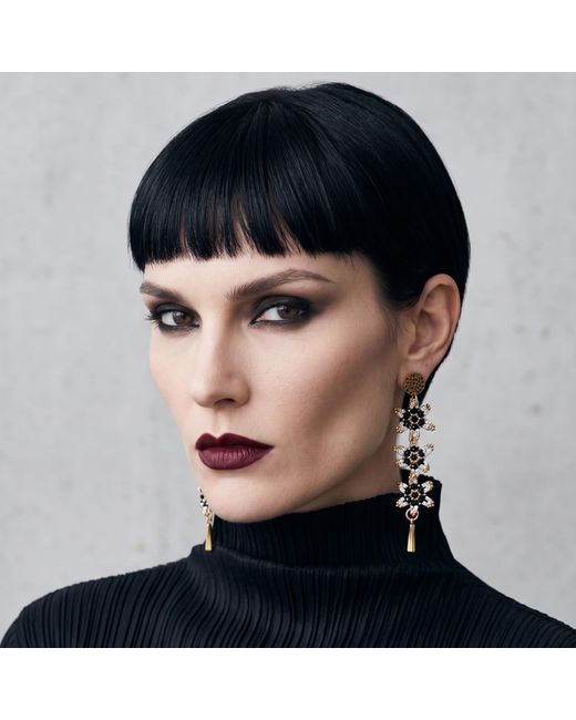Iliana Arrazola Metallic Waterfall Blossom Three Flowers Earrings, And Withe