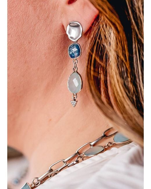 Loni Paul Jewelry Blue Aquamarine & Kyanite Earrings