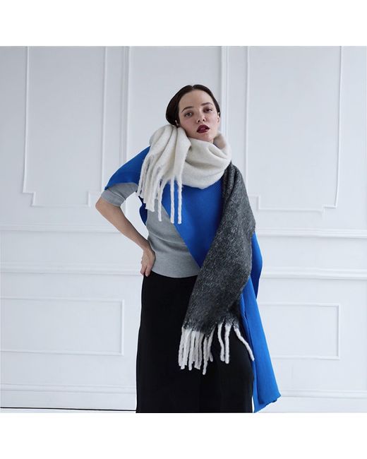 London Atelier Byproduct Gray Wool Blend Two Tone Large Shawl