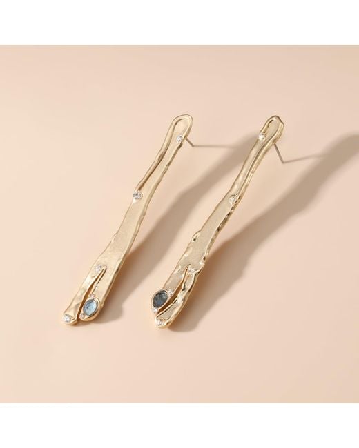 Rare Matters Jewelry Metallic Natural Asymmetry Linear Earrings