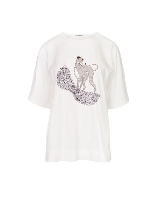 Oh!Zuza White Short Sleeve Loose Fit T-Shirt Whippet