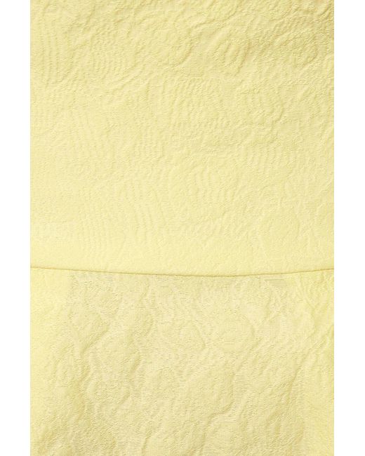 POST MERIDIEM Yellow Jacquard Midi Dress With Satin Turn-Up