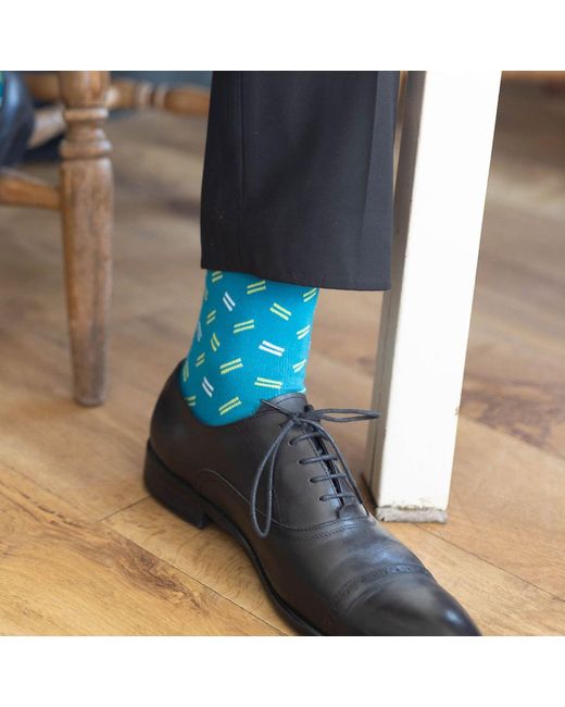 Peper Harow - Made in England Green Parallel Socks for men