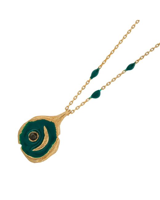 Ebru Jewelry Metallic New Beginning Moon Enamel Chain Necklace