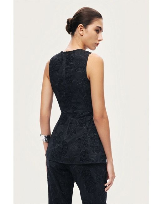 Nocturne Black Textured Tailored Vest