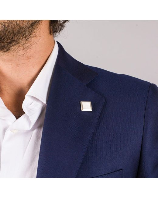 Edge Only White Bevelled Square Pin Sterling for men