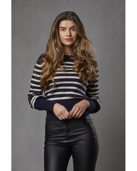 Guinea London Blue Breton & Cream Lurex Stripe Wool & Cashmere Jumper