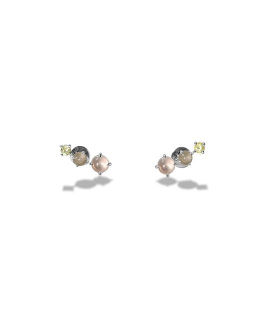 Onia Metallic Rose Quartz, Peridot & Moonstone Tri-Studs