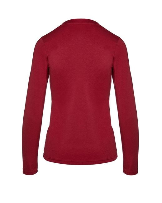 Conquista Red Long Sleeve Wine Faux Wrap Top