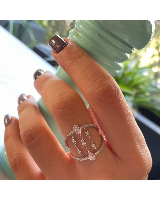 Ecce | Artisan Diamonds Metallic Solid 18Ct Drop Chain Link Diamond Ring