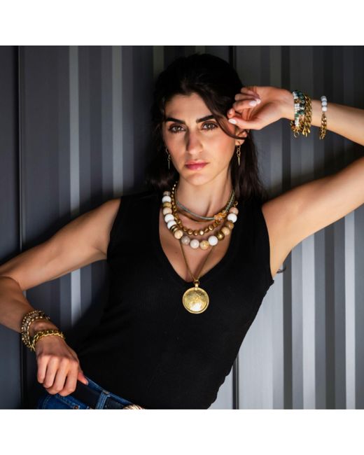 Rachel Nathan Metallic Neutrals Sponge & Fossil Coral Necklace