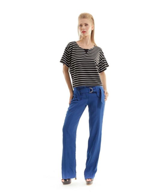 Conquista Blue Seamed Pants With Belt