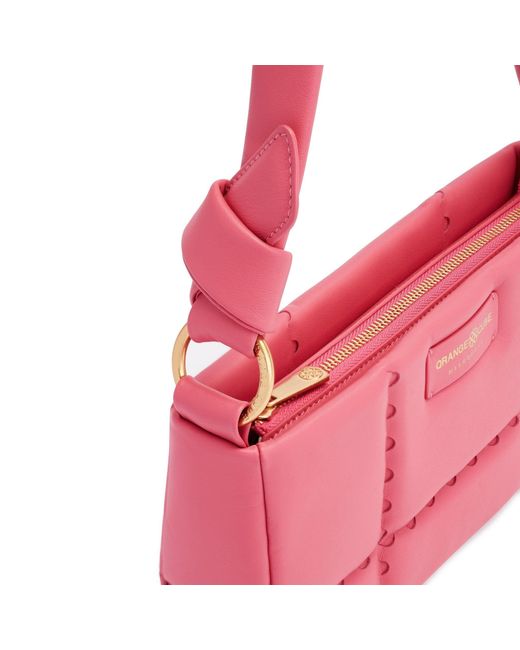 Orange Cube Pink Square Stitch Cushion Shoulder Bag