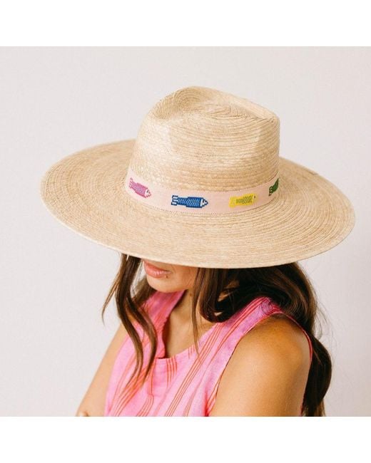 SUNSHINE TIENDA Natural Colorful Fin Palm Hat