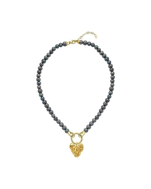 LINYA JEWELLERY Metallic Onos Pearl Heart Necklace