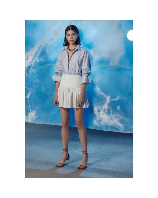NAZLI CEREN White Lola Ruffled Mini Skirt