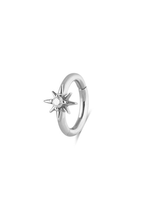 Zohreh Metallic Diamond North Star Seamless Huggie Hoop Earring 9K