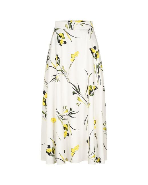 Marianna Déri White Canola Blossom Print Maxi Skirt