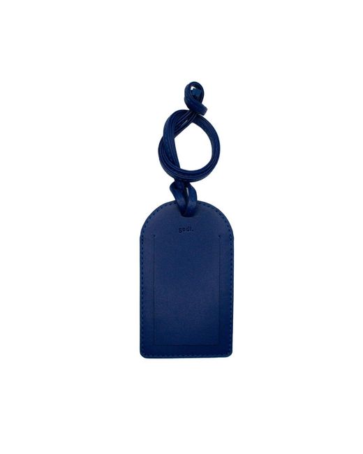 godi. Blue Handmade Full-Grain Leather Luggage Tag