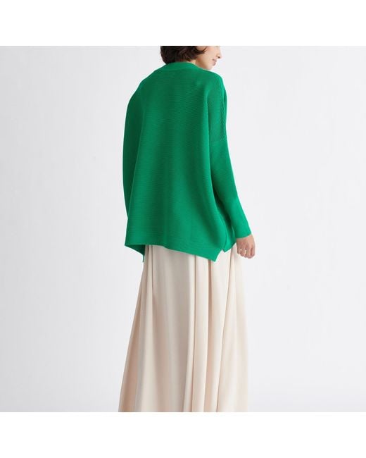 Paisie Green V-Neck Ribbed Jumper