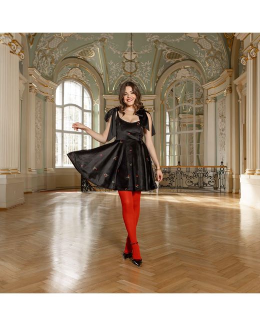 RainSisters Black Velvet Dress With Tie Straps: Berry Swing