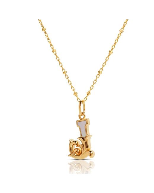 Kasun Metallic Plated J Initial Necklace With Mother Of Pearl