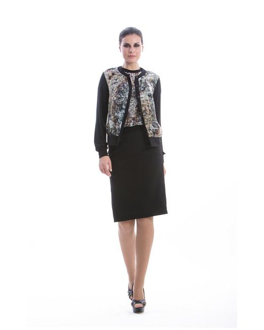 Conquista Black Long Sleeve Print Cardigan