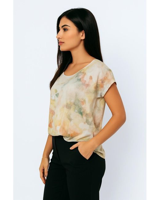 Conquista Multicolor Print Cap Sleeve Top
