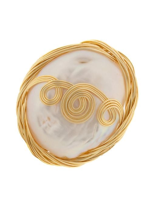 Ebru Jewelry Metallic Cleopatra Pearl & Spiral Ring