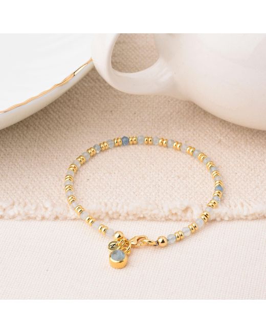Nellou Jewellery Metallic Linear March Birthstone Bracelet Aquamarine Sterling