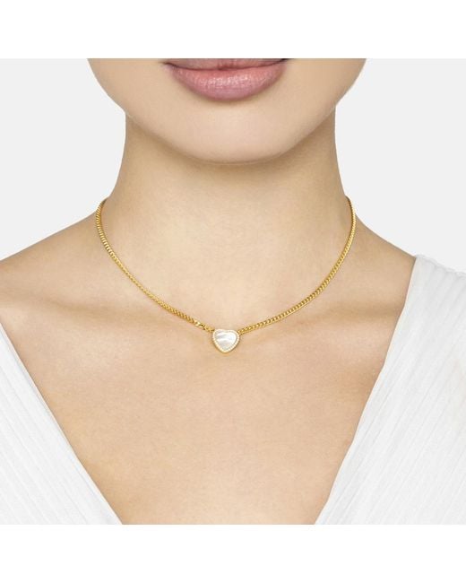 Latelita London Metallic Heart Mother Of Pearl Necklace