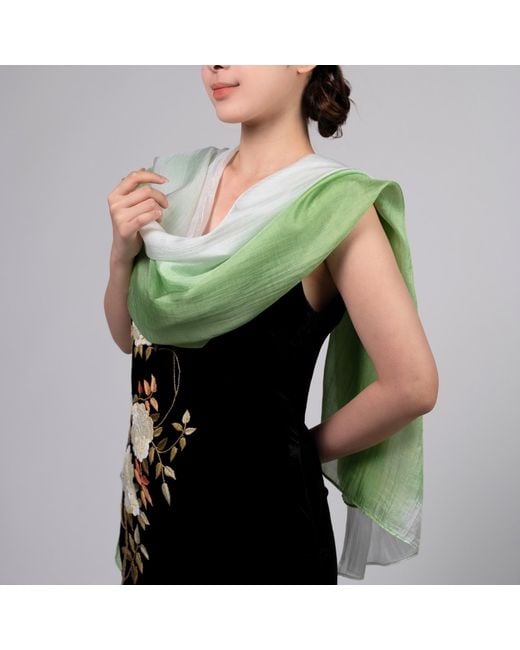 Silk and Bears Green To Ombre Mulberry Silk Scarf – Handmade & Hand-Dyed