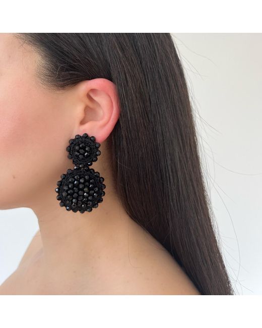 PINAR OZEVLAT Black Sunflower Drop Earrings