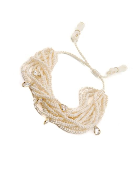Ebru Jewelry Metallic Purity Pearl & Diamond Multi Strand Adjustable Bracelet