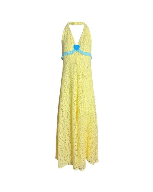 Couture to Your Door Yellow Butter Lace Maxi Halter Neck Dress