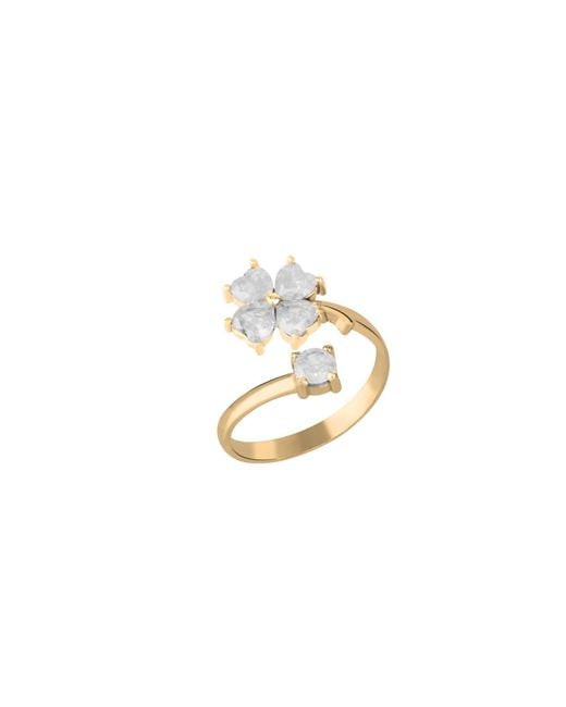 Spero London Metallic Four Leaves Clover Luck Ring Sterling