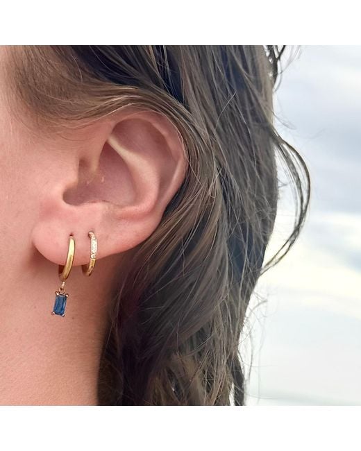 Evie Jewelry Metallic Luxe Drop Sapphire Huggie Earrings