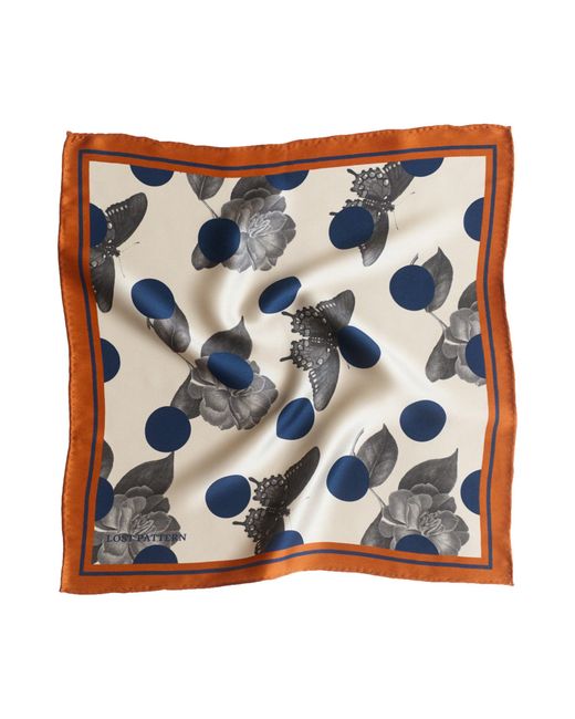 Lost Pattern Blue Noir Floral Silk Pocket Square for men