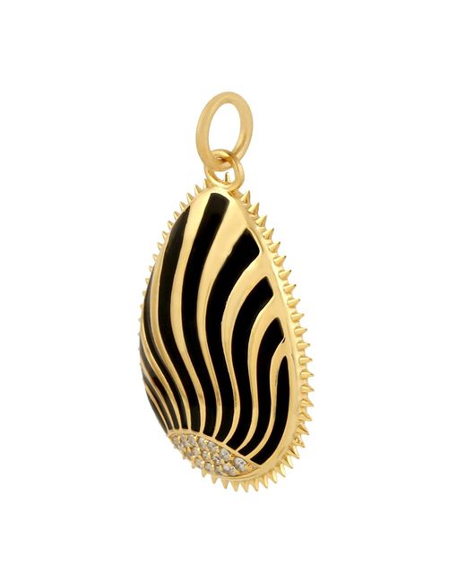 Artisan Metallic 14k Gold Pave Diamond Designer Enamel Charm Pendant Handmade Jewelry