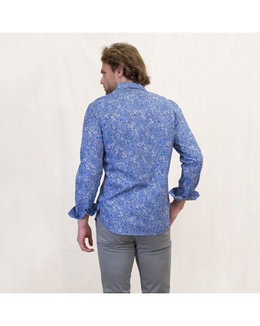 Lords of Harlech Blue Morris Pow Paisley Shirt for men