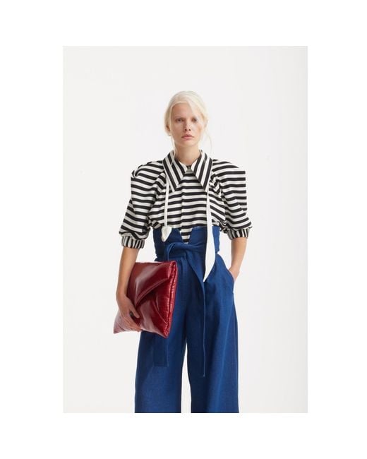 Julia Allert Blue High Waist Long Wide Leg Denim Trousers –