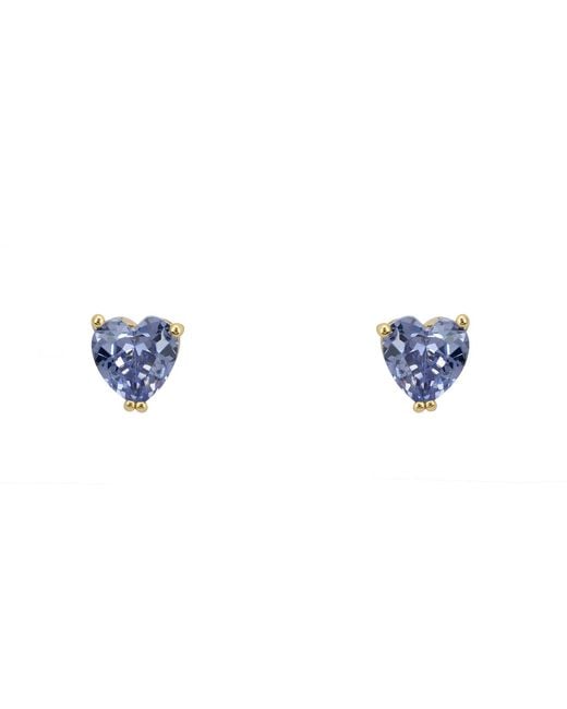 Latelita London Blue Asscher Cut Heart Stud Earrings Tanzanite