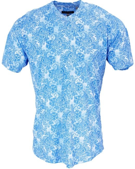 Lords of Harlech Blue Maze Paisley Wave Shirt for men
